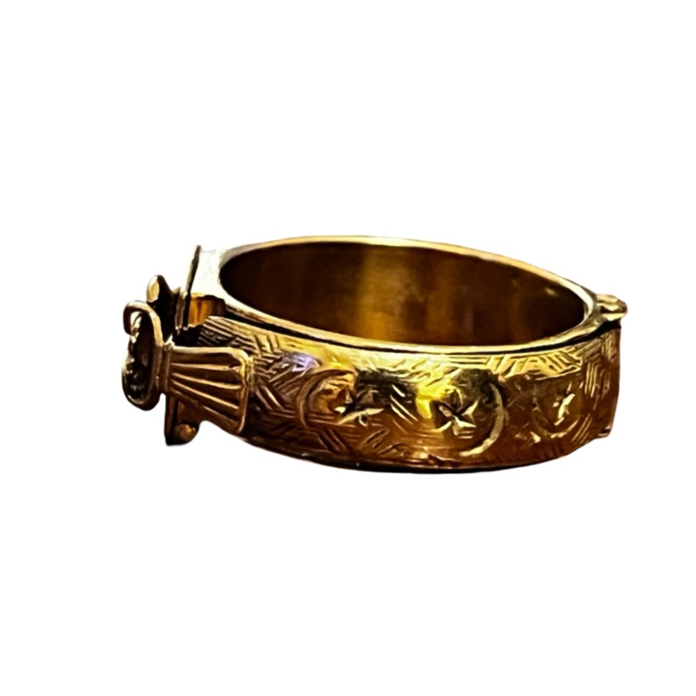 Rare Judaic Engagement Mazal Tov 18 Karat Gold Plated Secret Ring - Picture 5 of 13